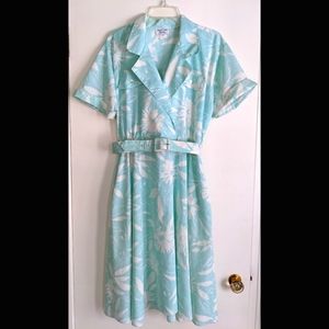 90s Vtg Spring Easter Dress Stuart Alan Petites Belted Dress With Pockets!